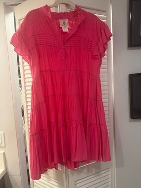 Muche Muchette Pink Ruffled Tiered Swing Dress